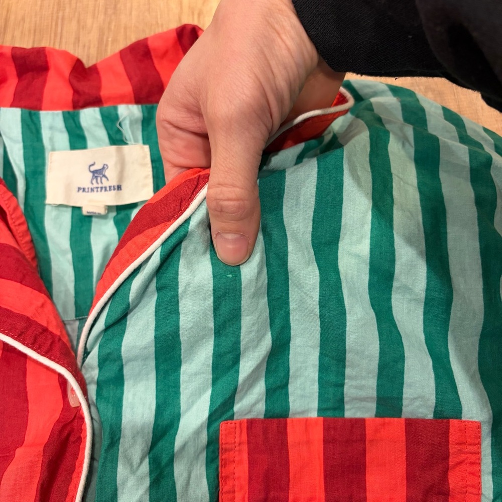 Printfresh Red And Green Striped Medium Pajama Se… - image 8